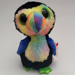 Ty Rainbow Toucan Plush - Black, Blue, Green, Yellow, Orange, Pink, Purple